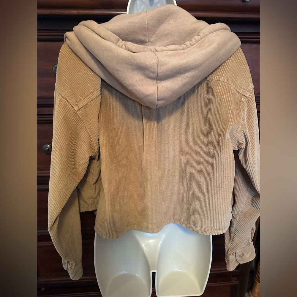 AE American Eagle Corduroy Hooded Button Shirt Jacket Sz Large - Picture 2 of 4